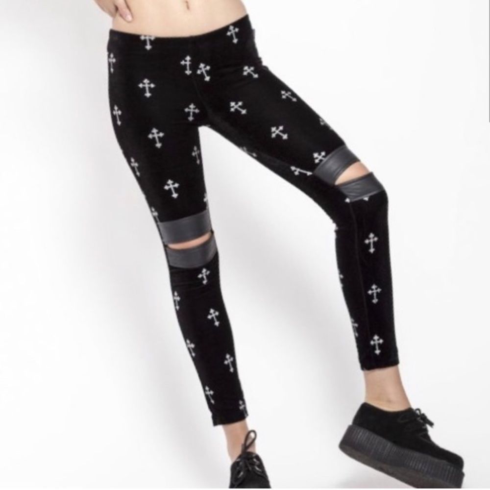 Tripp NYC Holy Velvet Cross Print Legging size S
